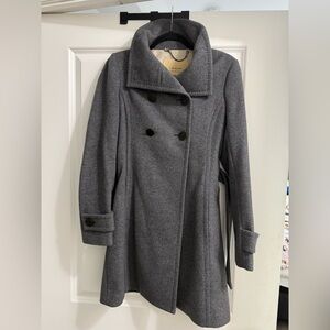 Talula Babaton Charcoal Geey Double-Breasted Pea Virgin Wool & Cashmere Coat